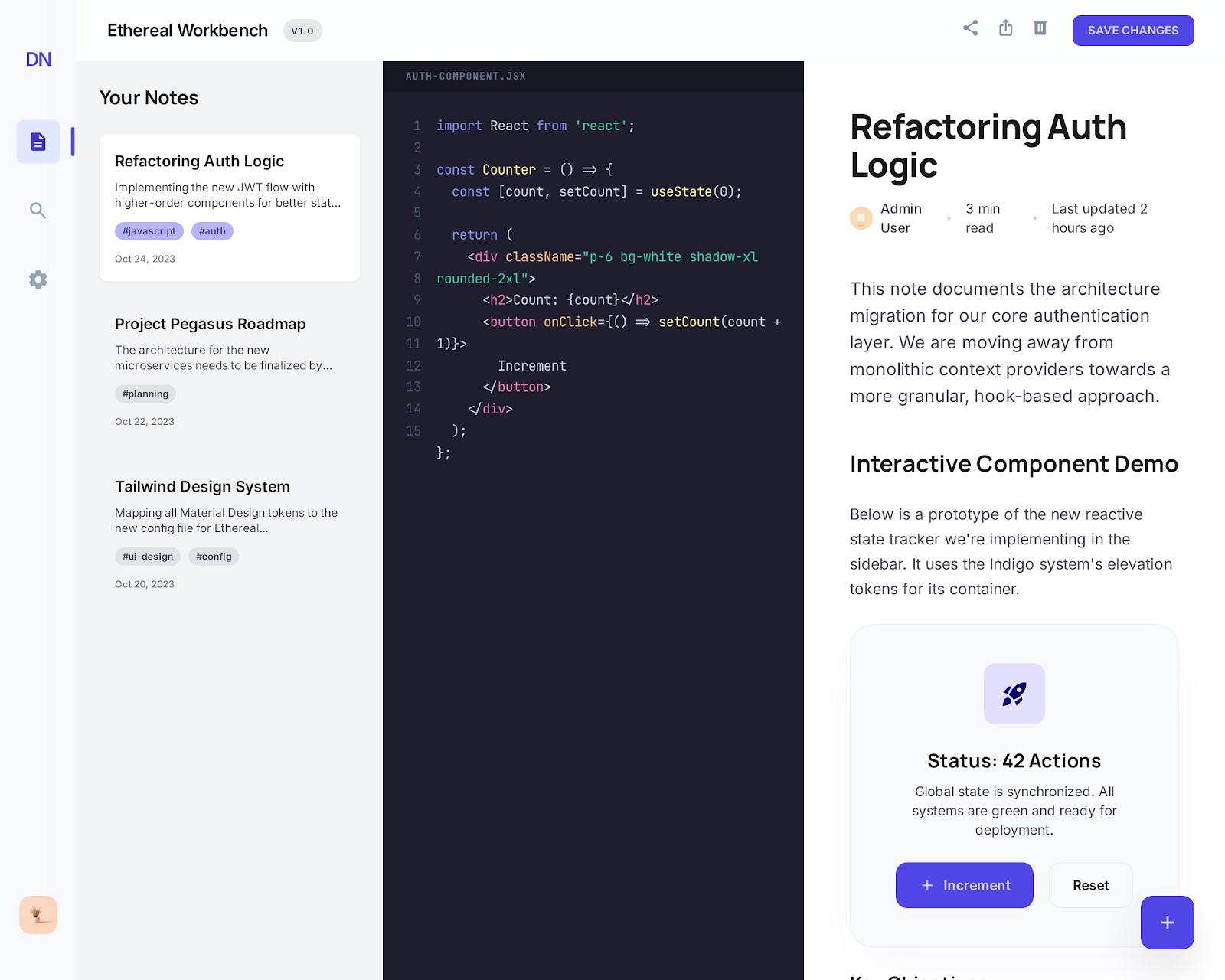 "DevNotes" – Component-Driven Markdown Editor