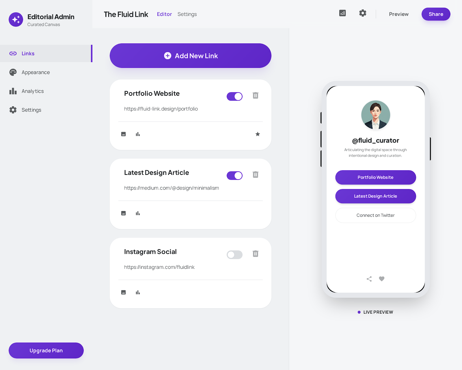 "LinkHub" – Personal Bio Link Builder