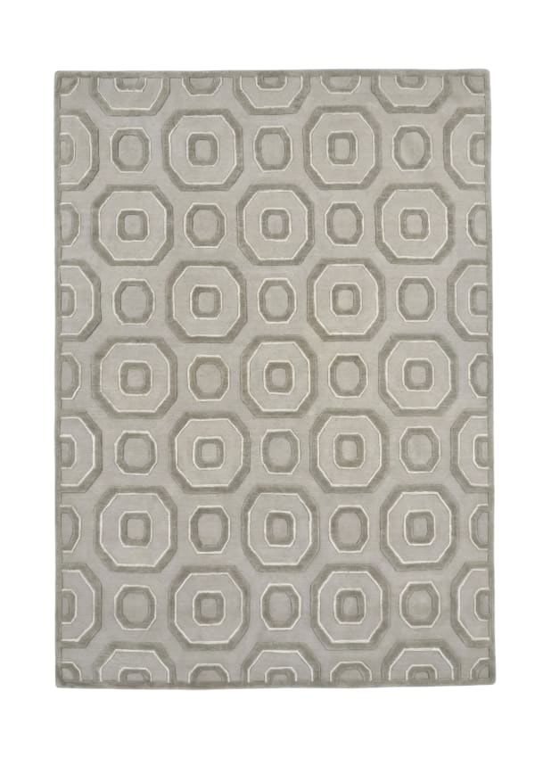 Octagon Lattice Wool Rug , Iran modern rug, in grey / silver, Wool, 183 × 274 cm, Nasim Carpets Malaysia