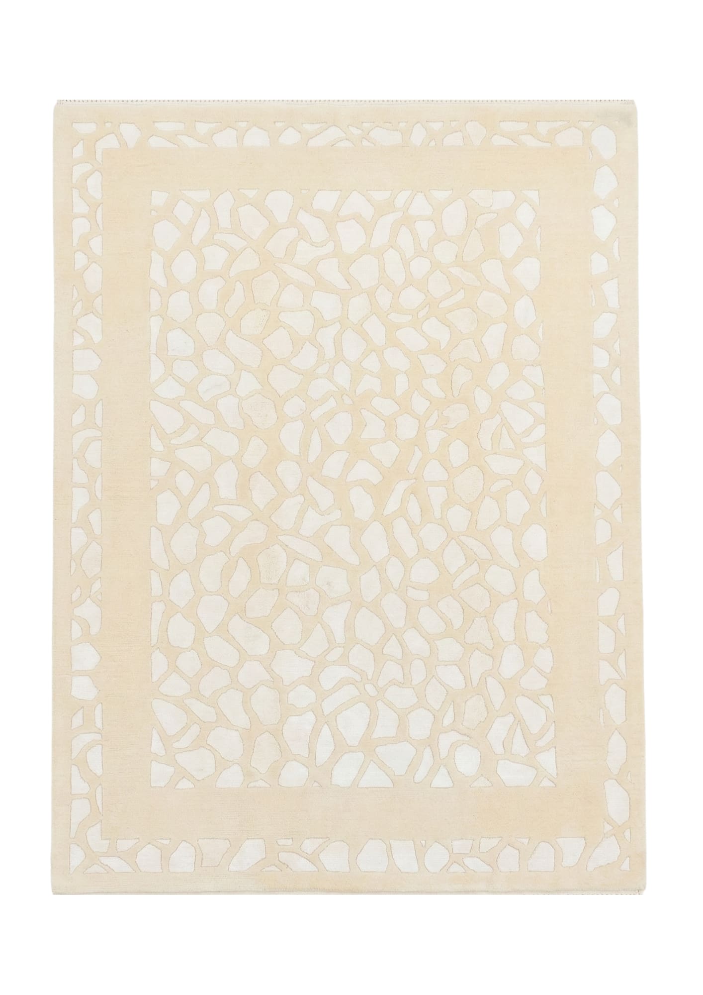 Contemporary Ivory Lattice Silk & Wool Rug, India modern rug, in ivory / cream, Silk & Wool, 183 × 274 cm, Nasim Carpets Malaysia — view 1