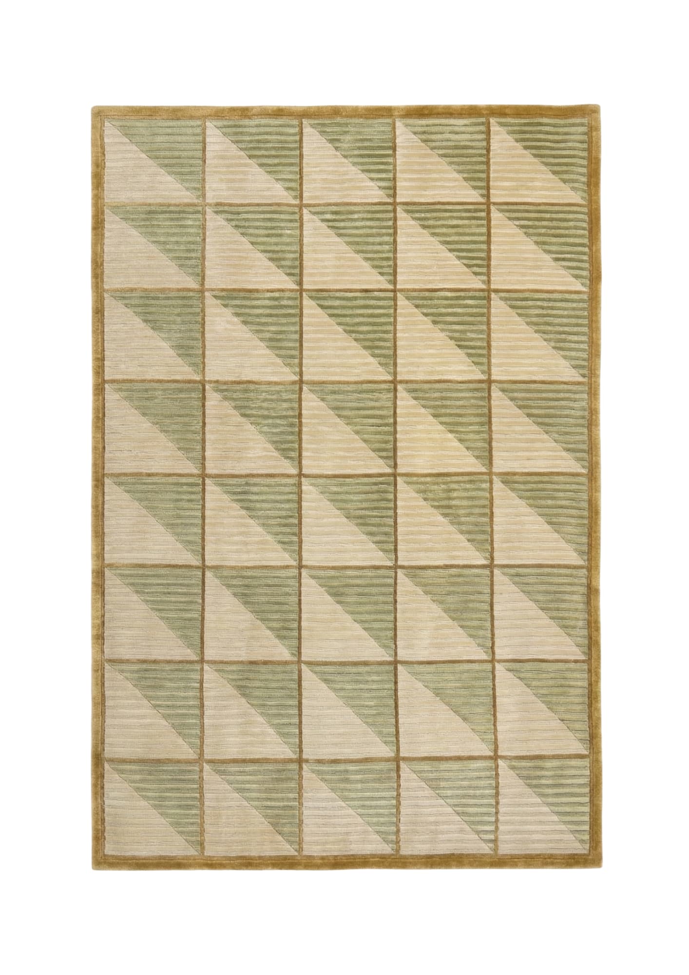 Gabbeh-Style Geometric Grid Rug, Iran modern rug, in green / olive, Silk & Wool, 183 × 274 cm, Nasim Carpets Malaysia — view 1