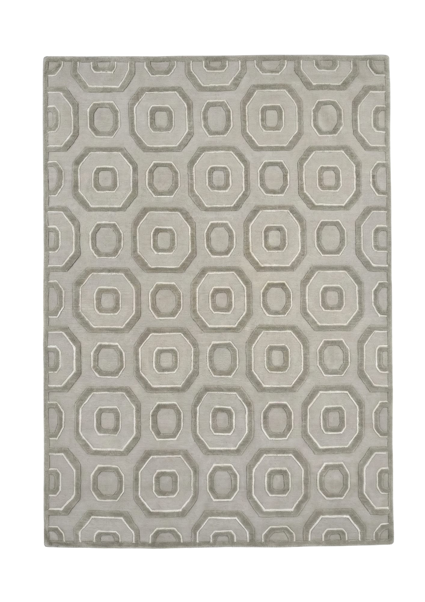 Octagon Lattice Wool Rug , Iran modern rug, in grey / silver, Wool, 183 × 274 cm, Nasim Carpets Malaysia — view 1