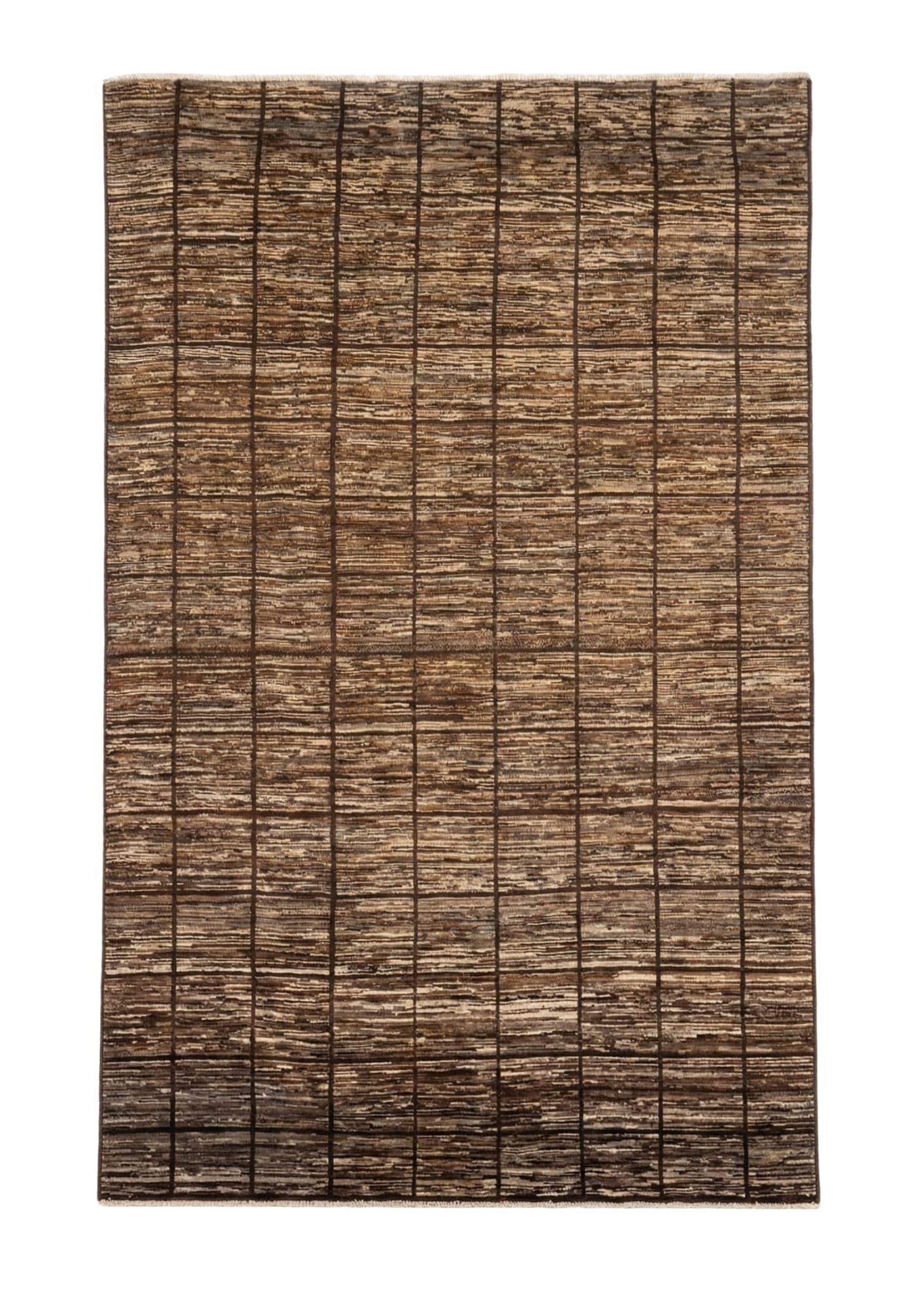 Textured Grid Wool Rug, Iran modern rug, in taupe / brown, Wool, 183 × 274 cm, Nasim Carpets Malaysia — view 1