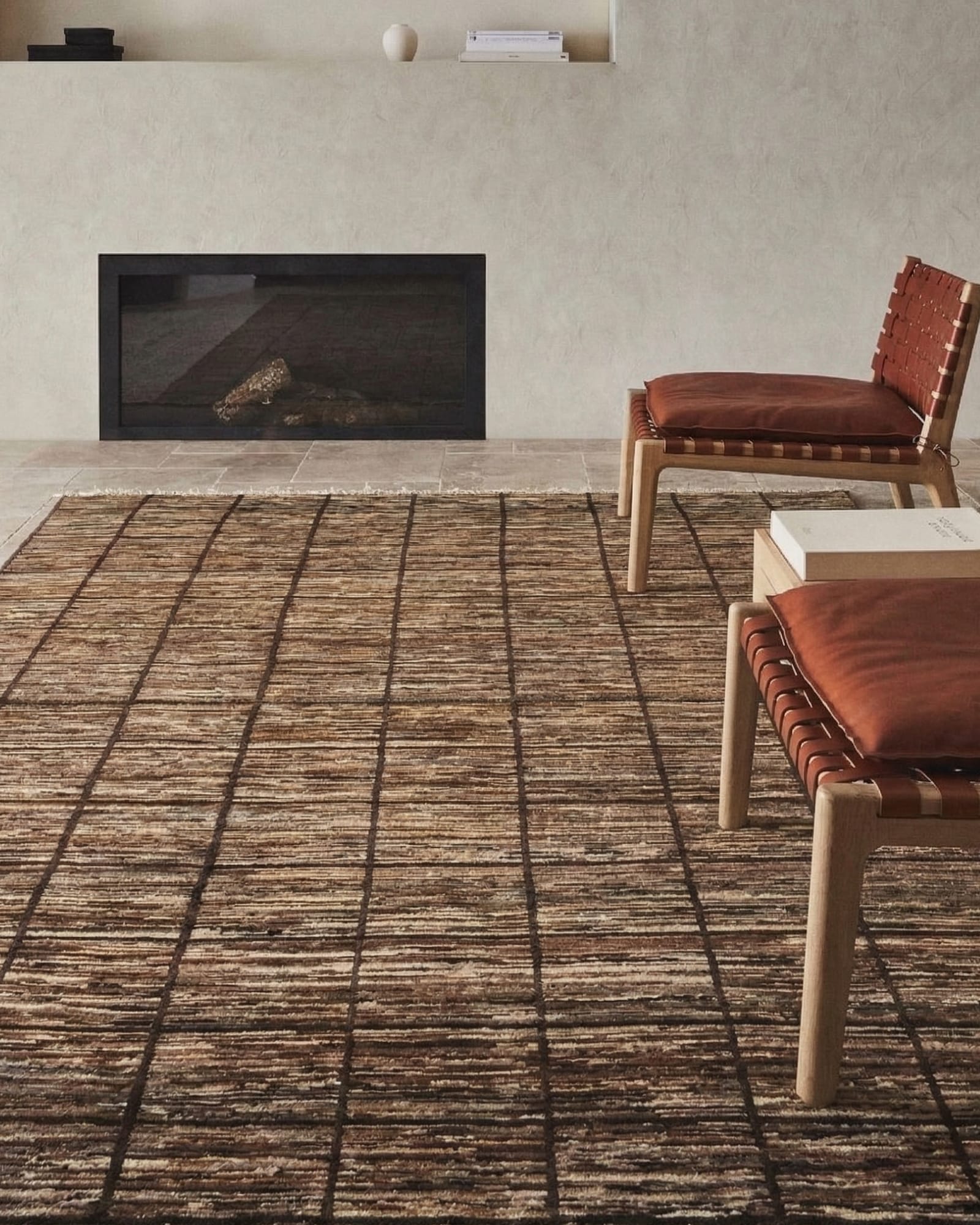 Textured Grid Wool Rug, Iran modern rug, in taupe / brown, Wool, 183 × 274 cm, Nasim Carpets Malaysia — view 2