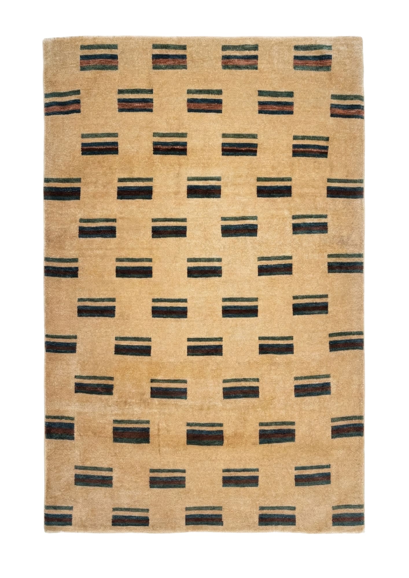 Tribal Stripe Motif Wool Rug, Iran modern rug, in beige / sand, Wool, 183 × 274 cm, Nasim Carpets Malaysia — view 1