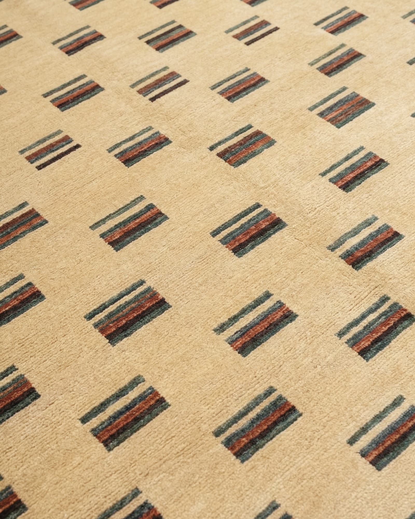 Tribal Stripe Motif Wool Rug, Iran modern rug, in beige / sand, Wool, 183 × 274 cm, Nasim Carpets Malaysia — view 3