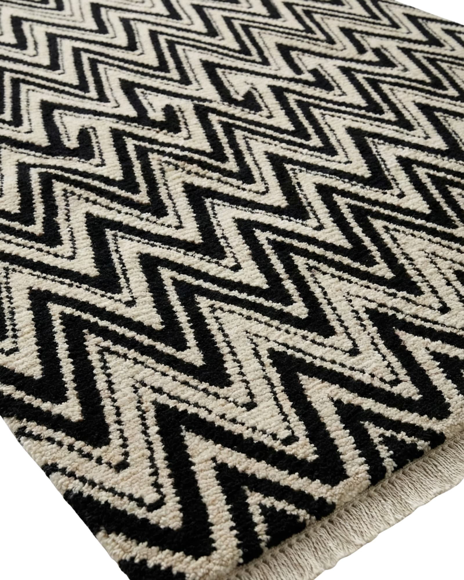 Chevron Geometric Rug, Morroco kntot-Pakistan modern rug, in black, Wool, 183 × 274 cm, Nasim Carpets Malaysia — view 3
