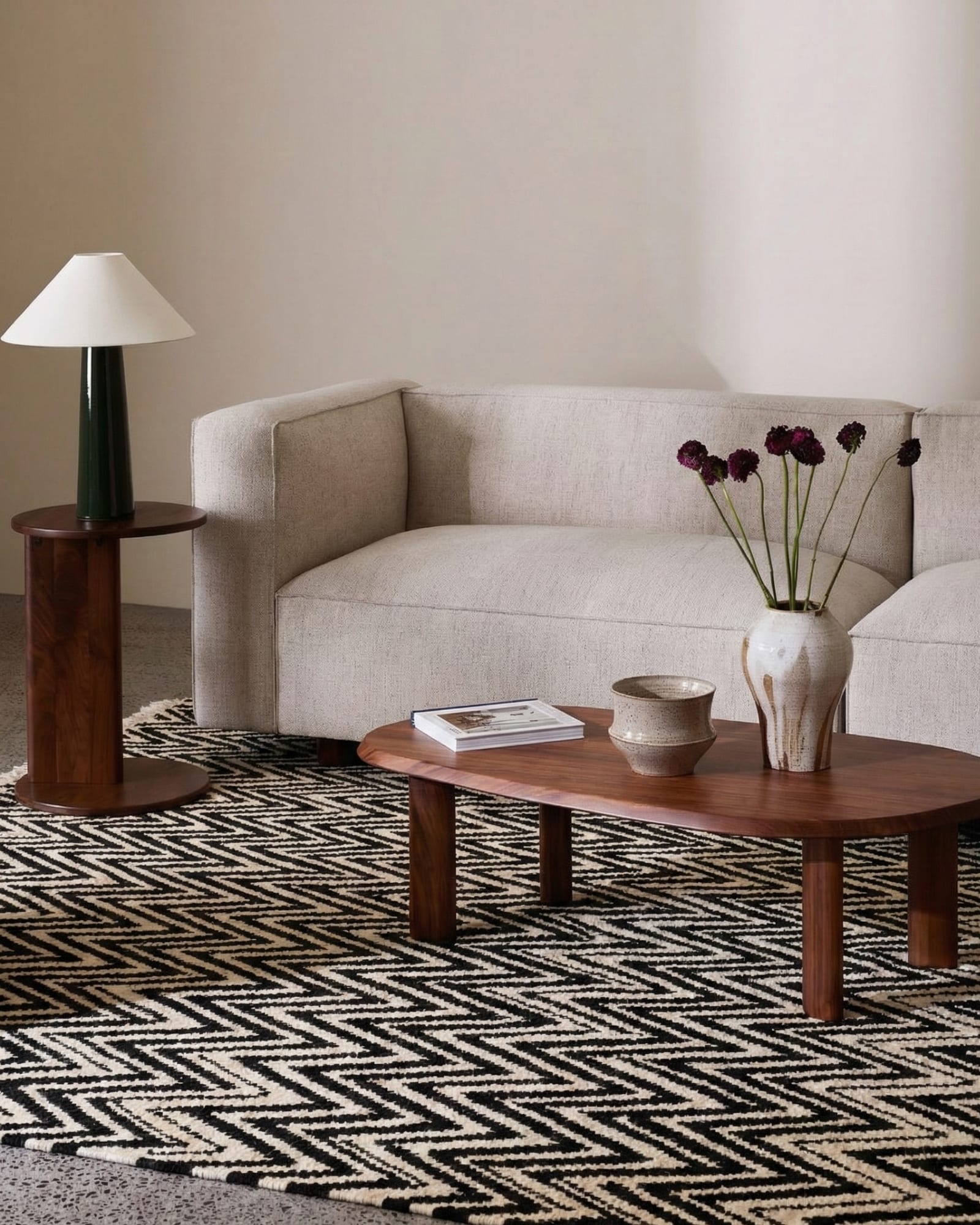 Chevron Geometric Rug, Morroco kntot-Pakistan modern rug, in black, Wool, 183 × 274 cm, Nasim Carpets Malaysia — view 2