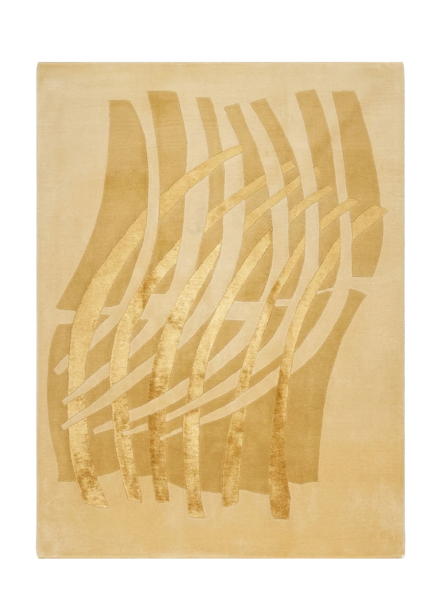 Abstract Ribbon Rug, Iran modern rug, in gold / yellow, Silk & Wool, 183x274 cm, Nasim Carpets Malaysia — view 1