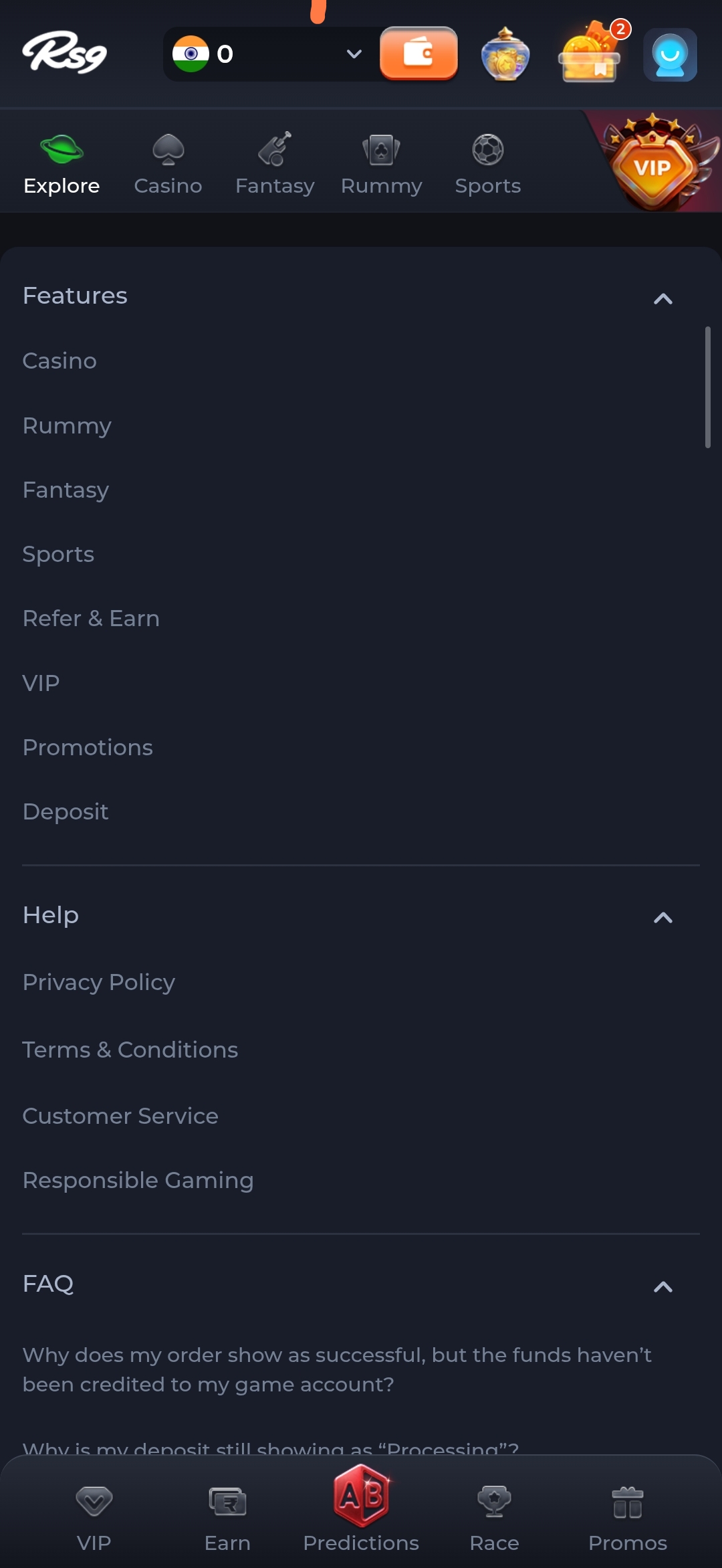 RS9 Come App Dashboard Features