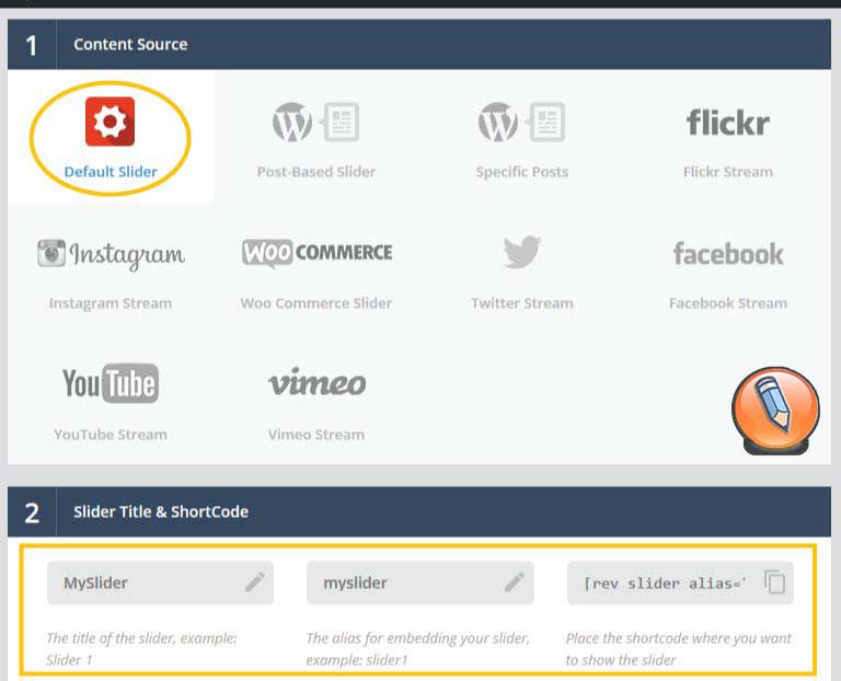 Генерация шорткода Slider Revolution