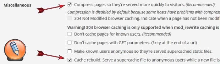 wp super cache восстановление кеша
