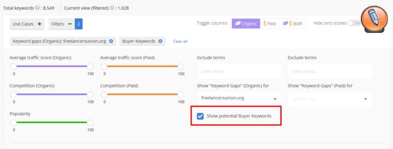 фильтр для ключевых слов покупателя