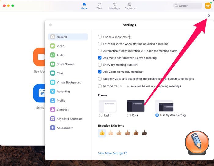 настройки в Zoom