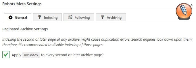 nastrojka podstranic noindex arhivov