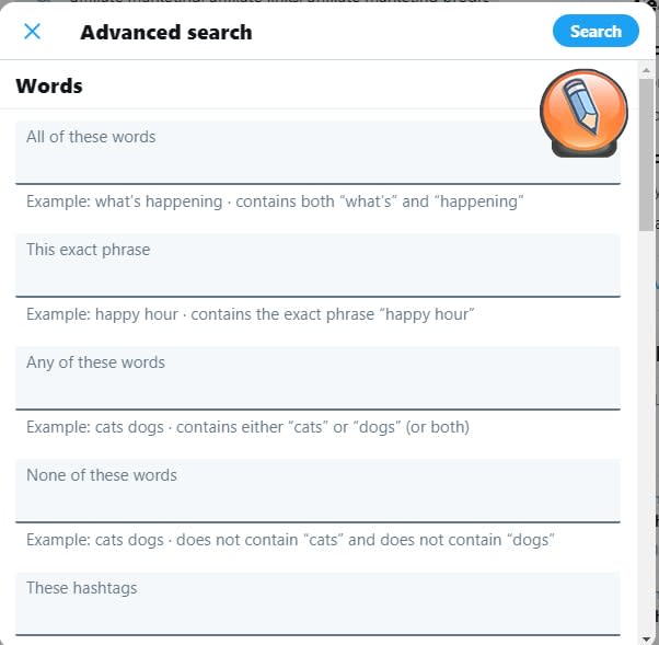 Функция расширенного поиска Twitter