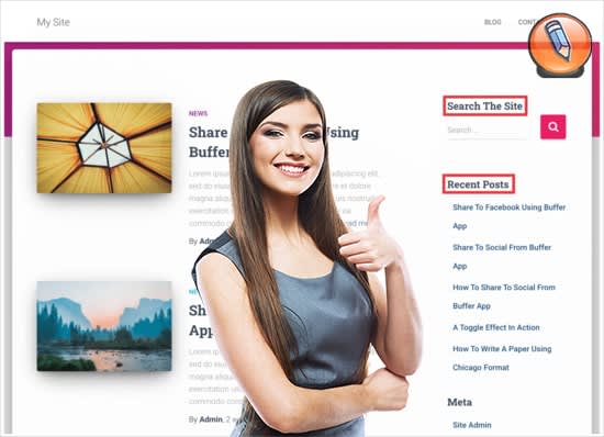 заголовок на боковой панели