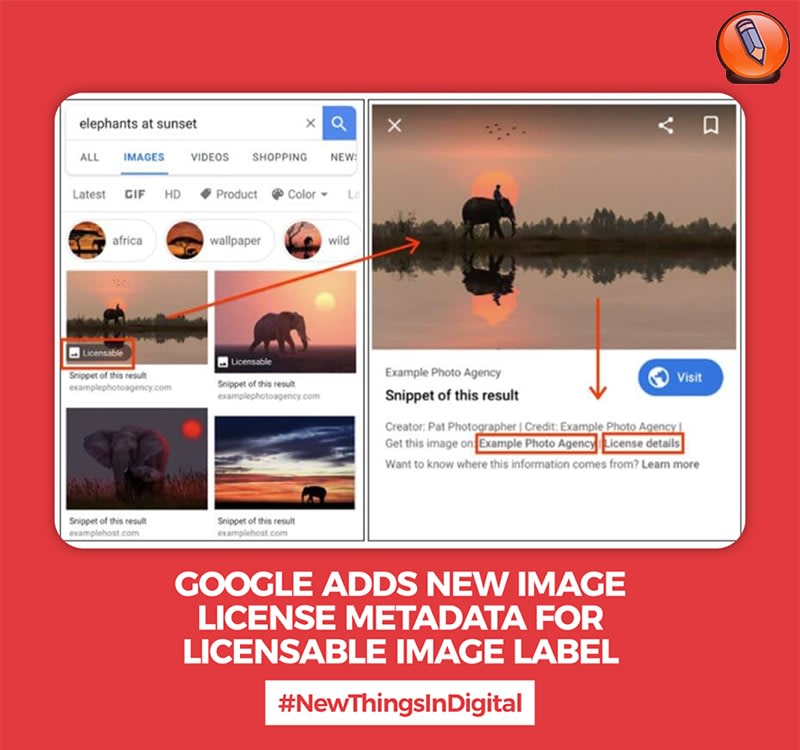 Google добавляет новые метаданные лицензии на изображение