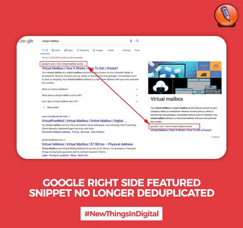 Google Right Featured Snippet больше не дублируется