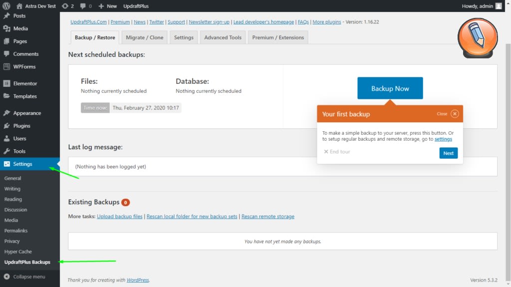 Rezervnye kopii UpdraftPlus
