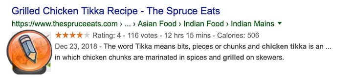 example of rich snippet in search results