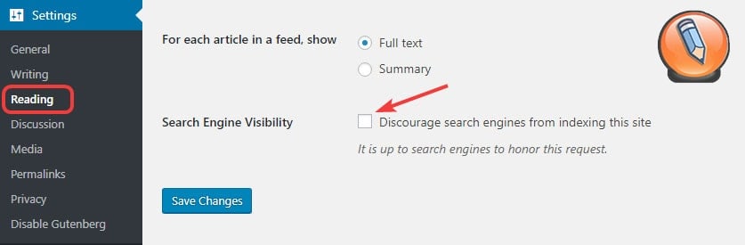 search engine visibility in wordpress