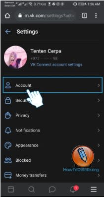 vyberite Uchetnaya zapis VK
