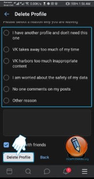 nazhmite knopku Udalit profil VK