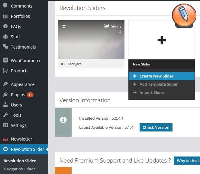 Create New Slider