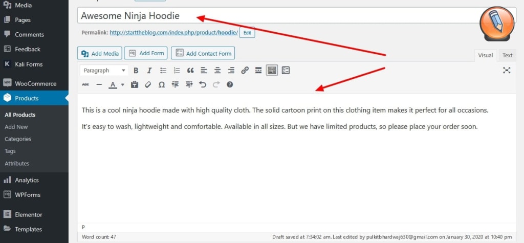 Редактировать Товар Products My WordPress WooCommerce
