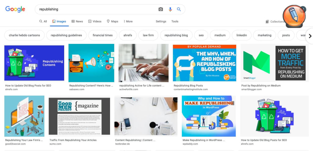 Google Search republishing