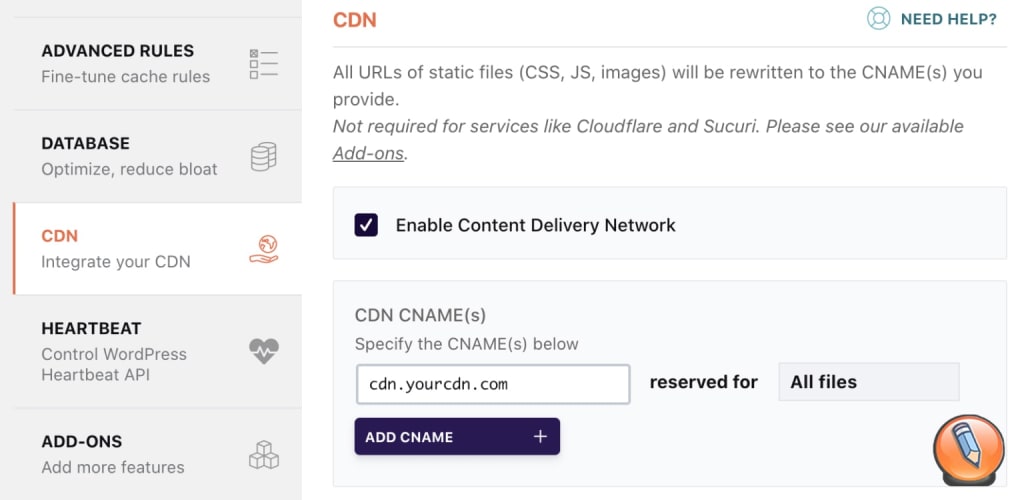 CNS включить в WPRocket