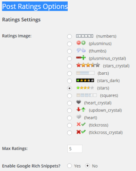 Post Ratings Options