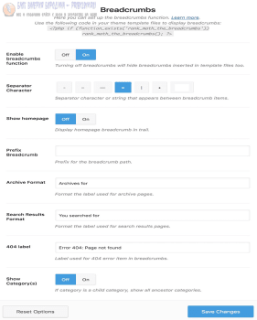 breadcrumbs settings