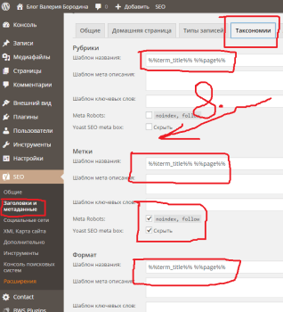 Настройка плагина Yoast SEO
