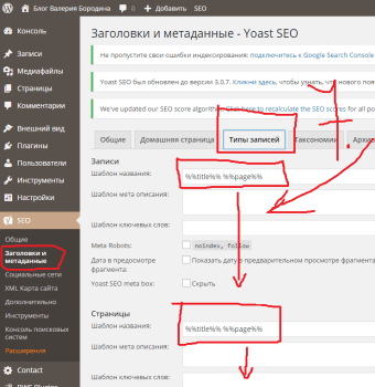 Настройка плагина Yoast SEO