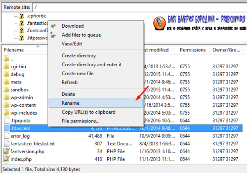 Rename htaccess File