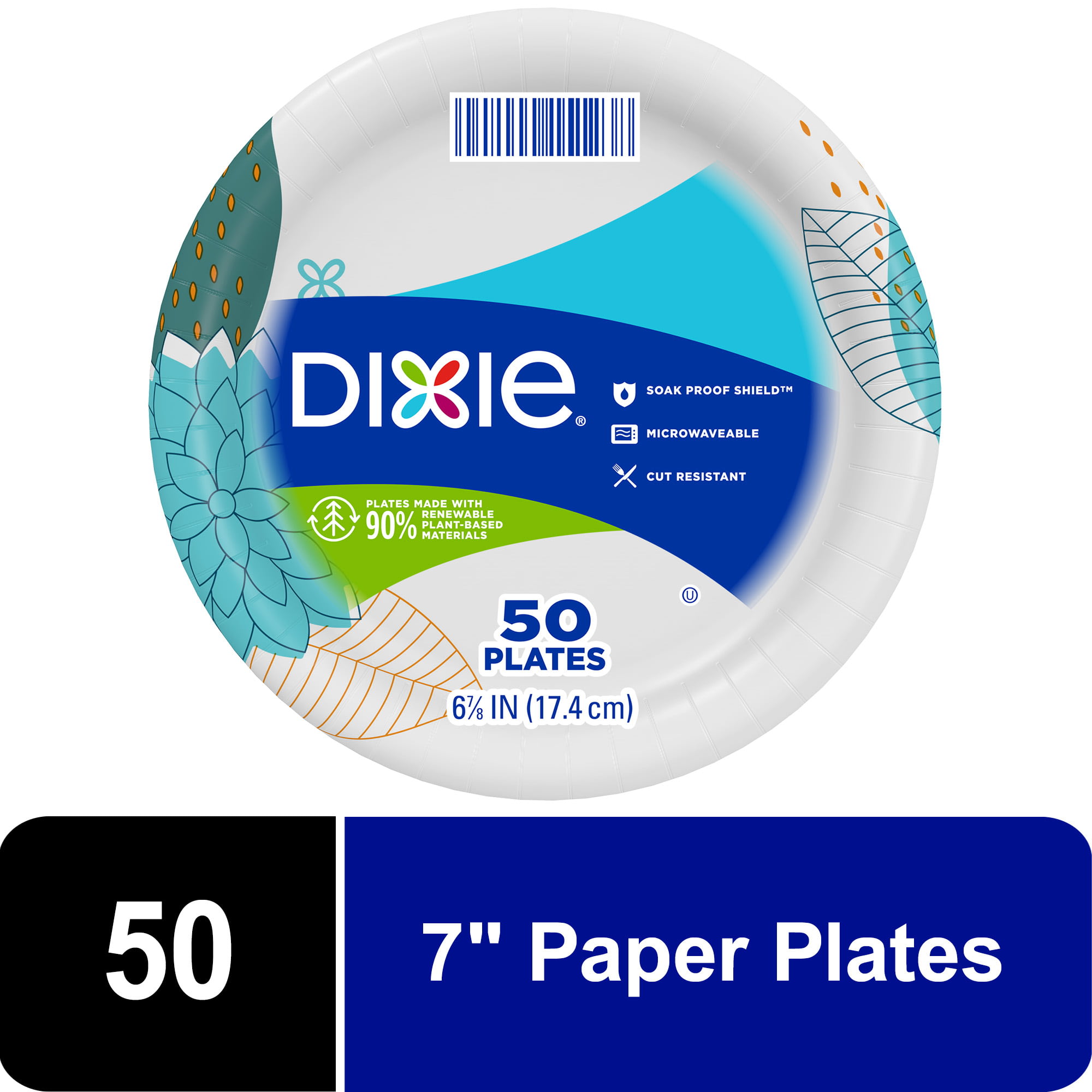 Dixie Disposable Paper Plates, 7 in, 50 count - DroneUp Delivery