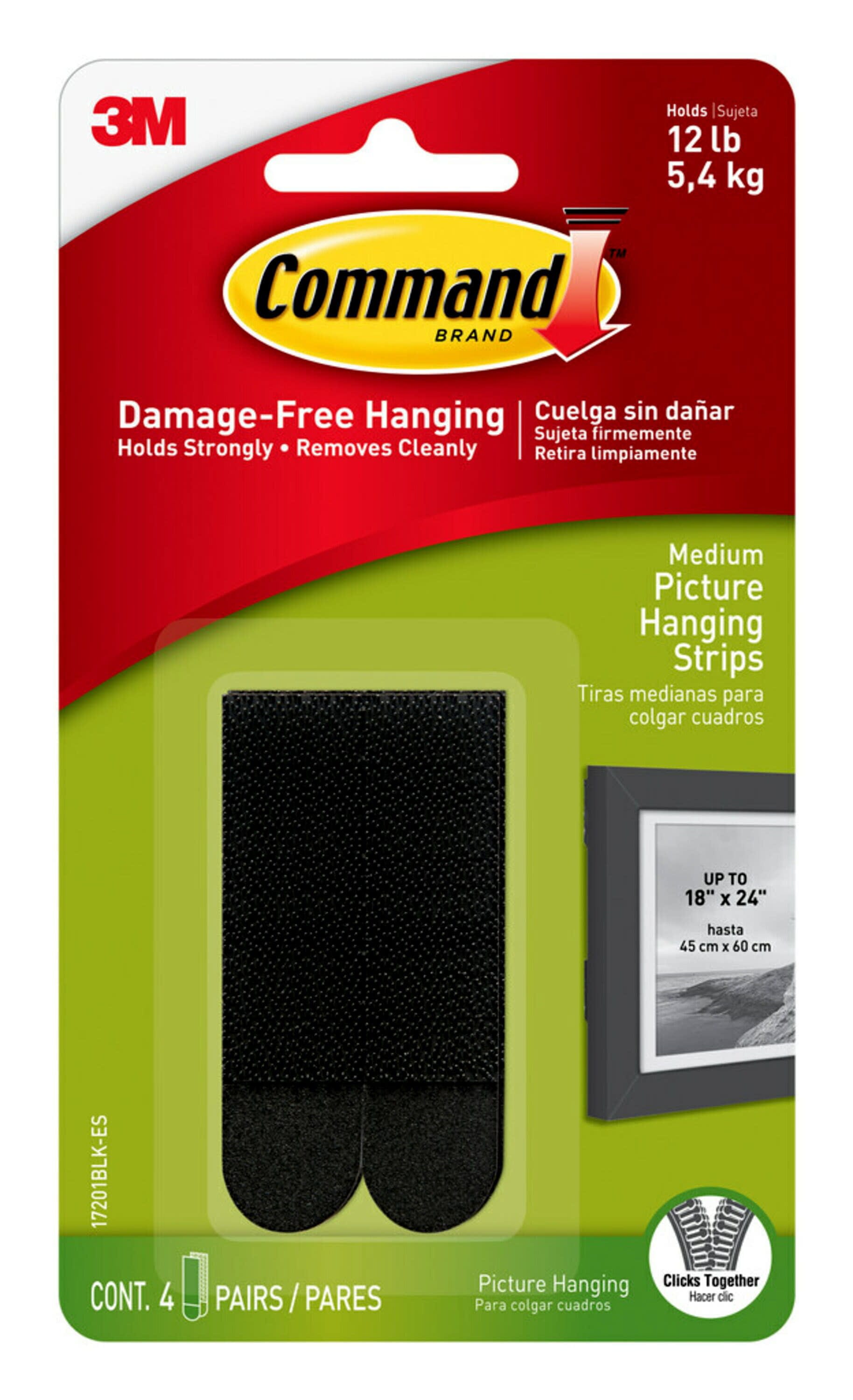 Command Large Picture Hanging Strips, White, Damage Free Hanging, 4 Pairs -  DroneUp Delivery