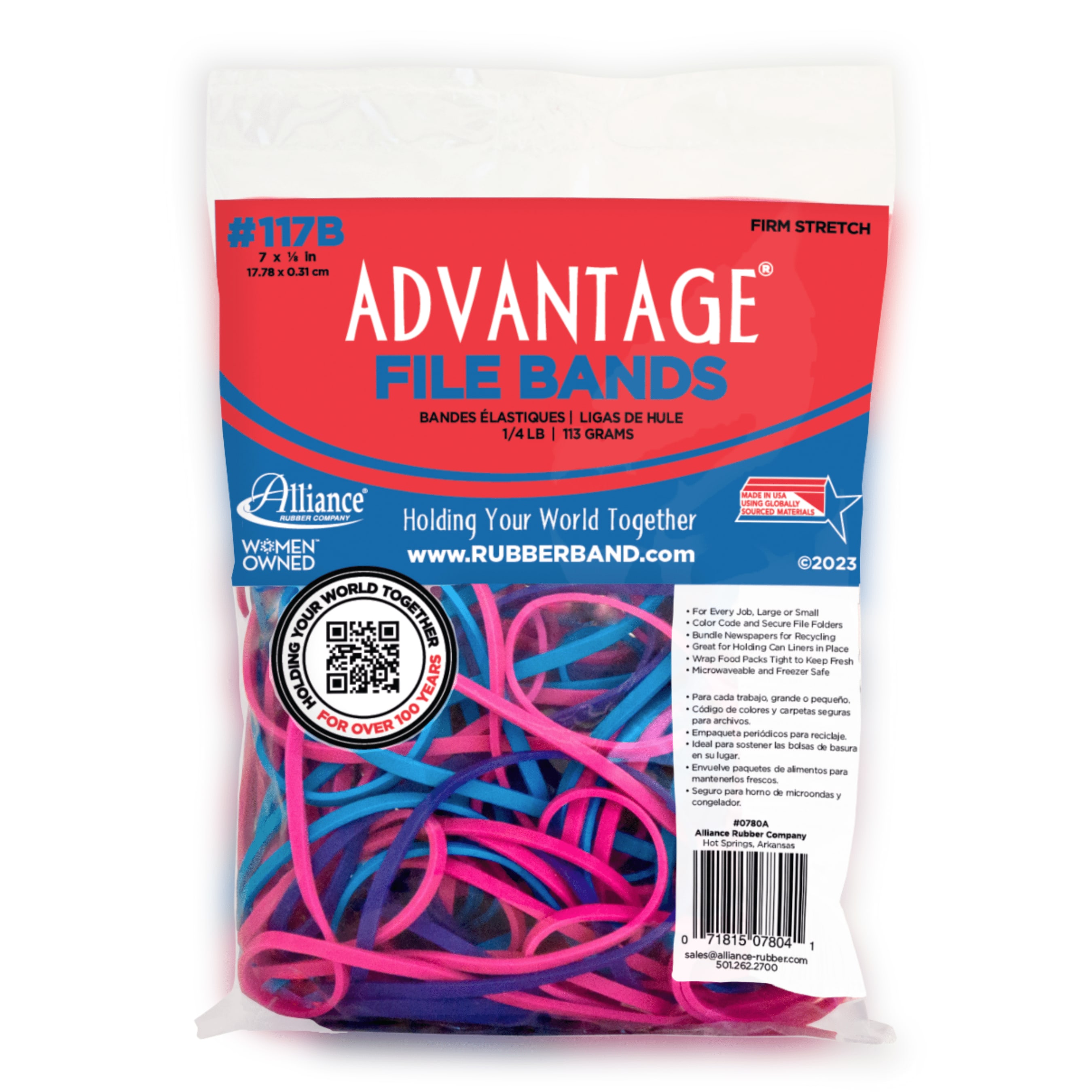 Alliance 2664A, #64, (3.5 x 1/4) Advantage Postal Rubber Bands, 4 oz,  Approx. 80 Bands, Natural 