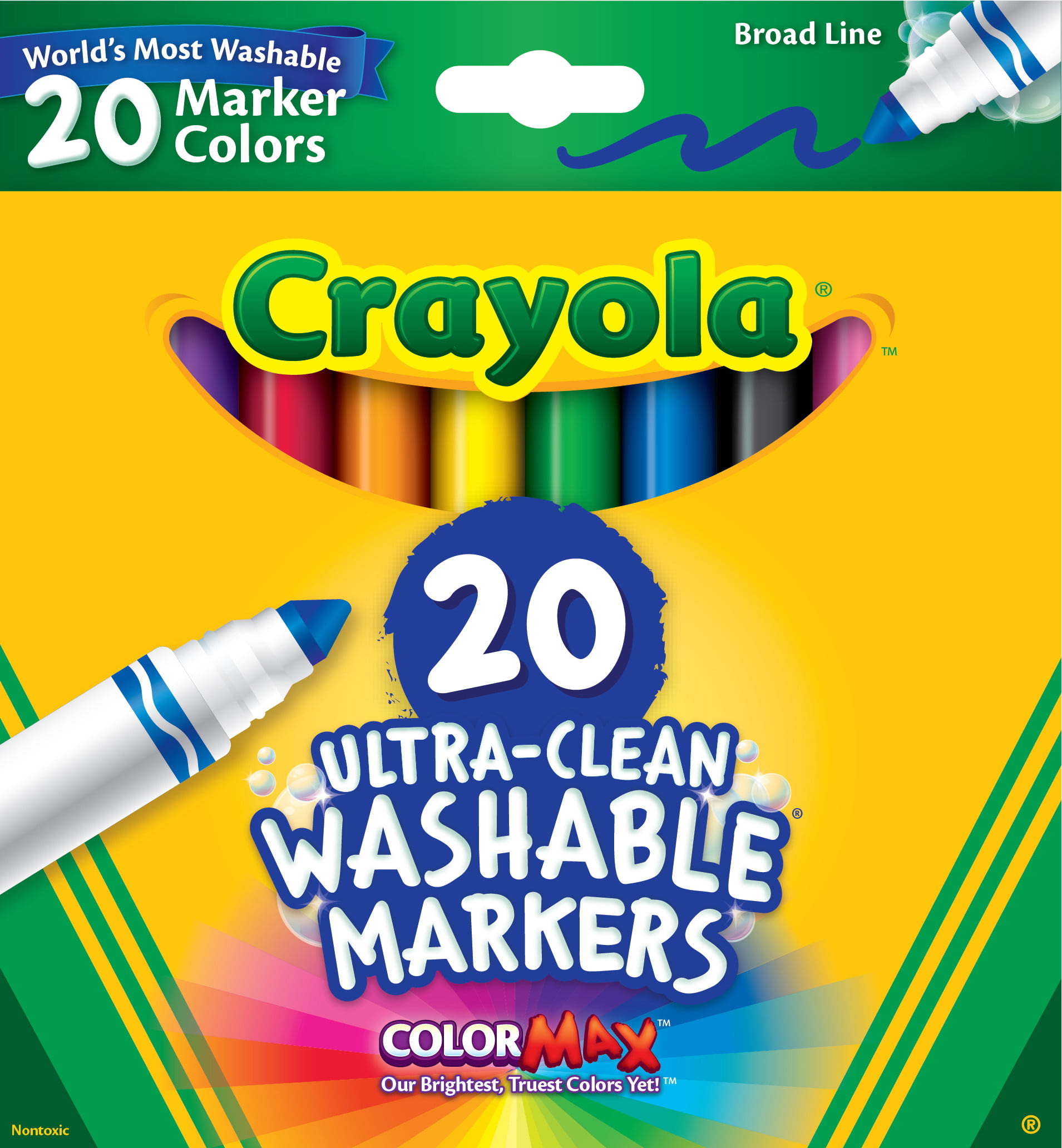 Crayola Ultra-Clean Washable Broad Line Markers, School Supplies