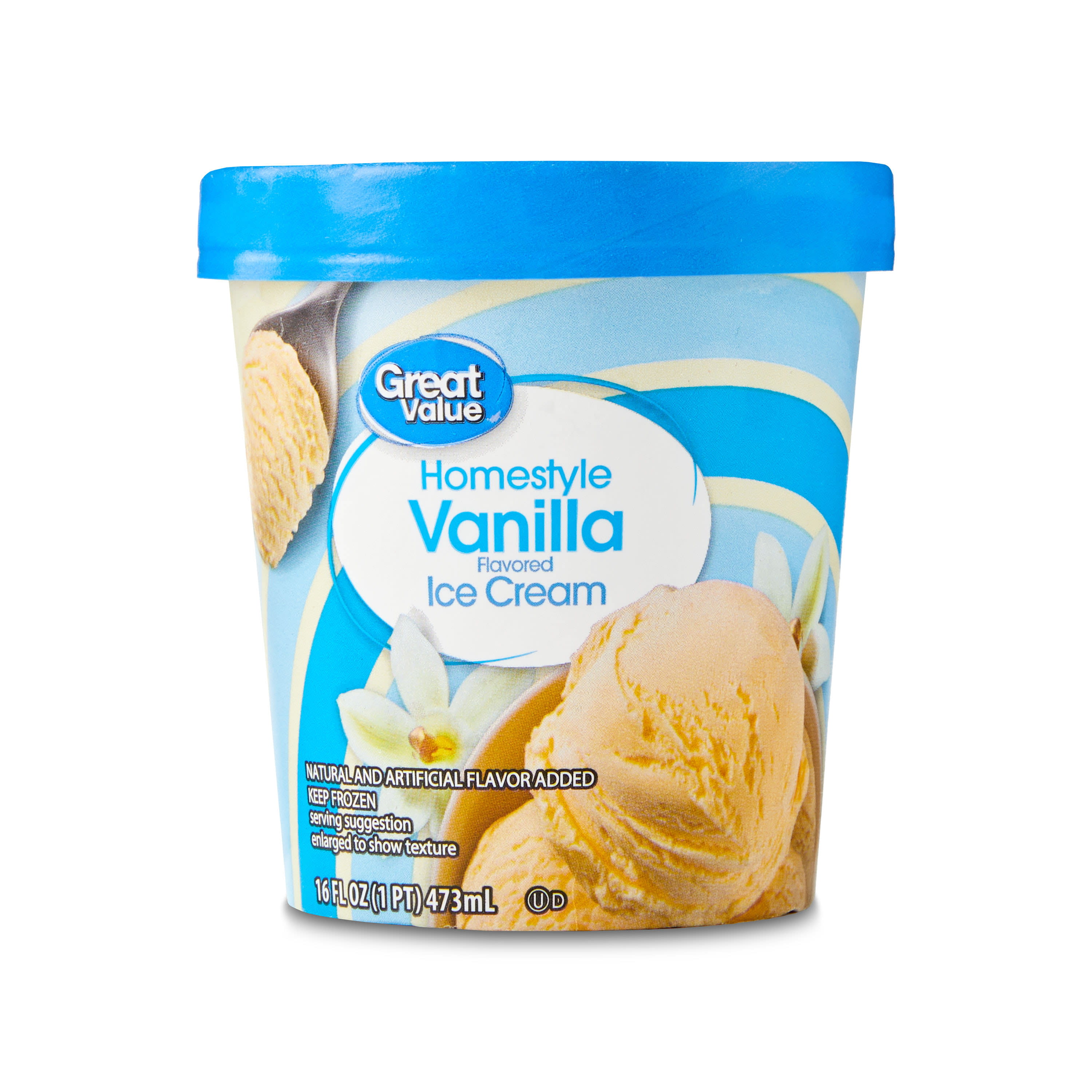 Great Value Homestyle Vanilla Flavored Ice Cream, 16 fl oz 