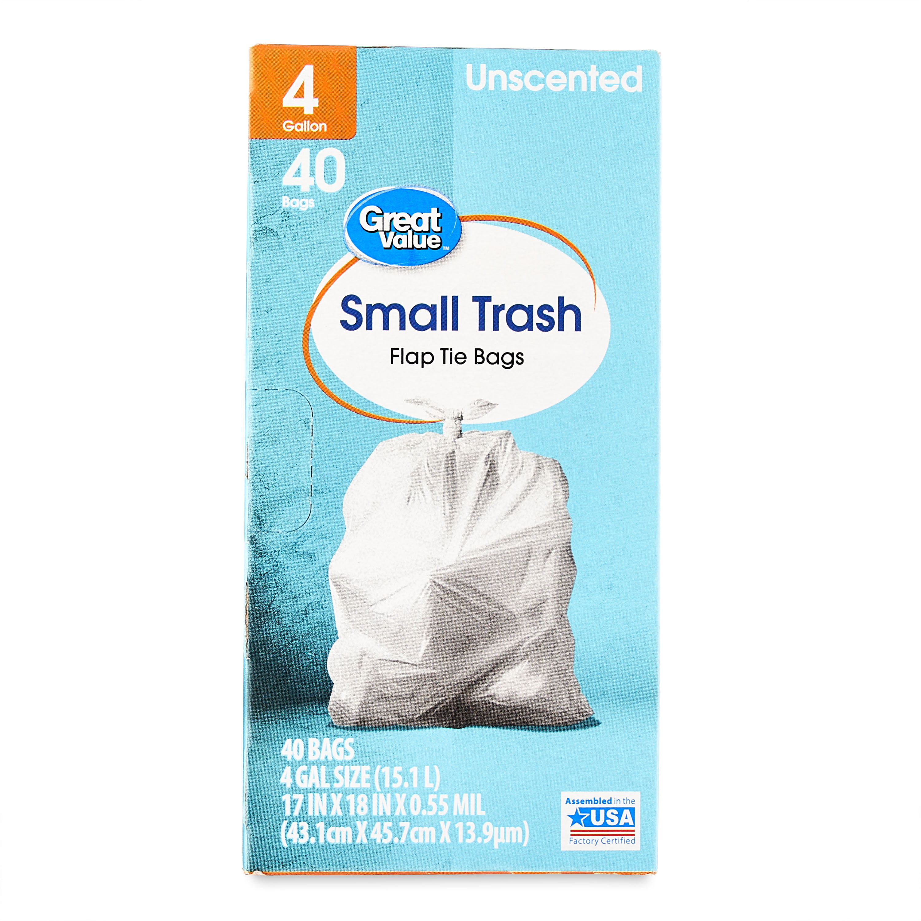 4 Gallon Trash Bags Drawstring, Small Garbage Bags Unscented, Extra Strong  Trash