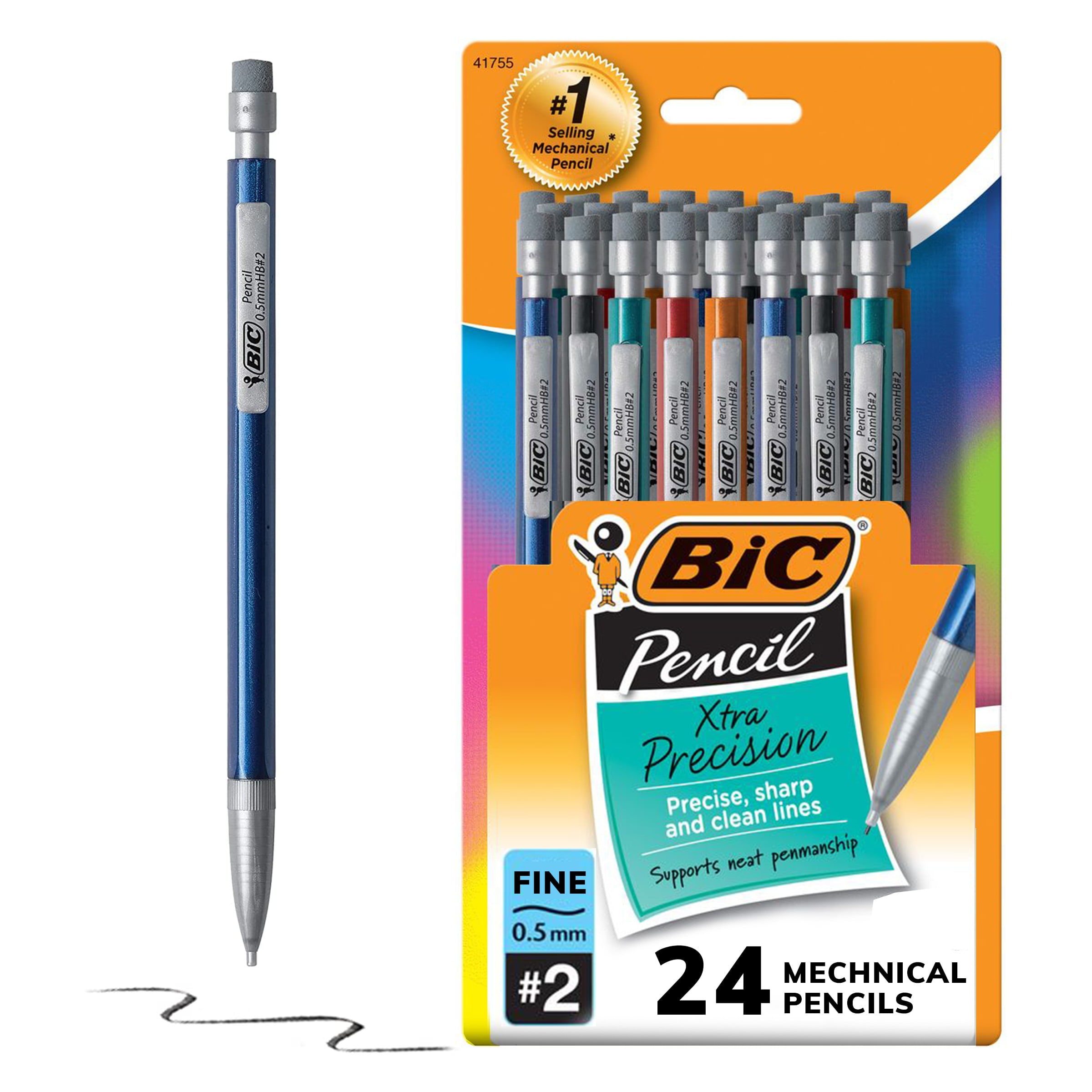 BIC Pencil Xtra Strong (colorful barrels) Thick Point (0.9mm) 24-Pack