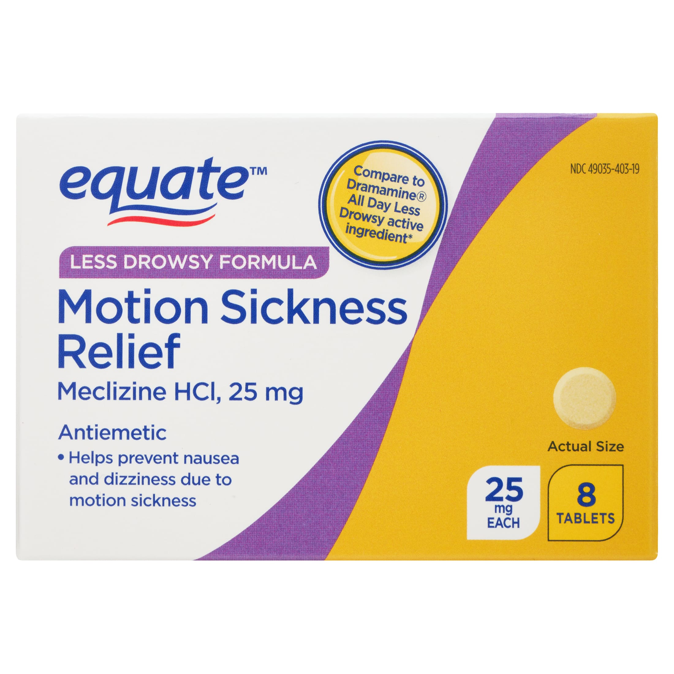 Equate Less Drowsy Formula Motion Sickness Relief Meclizine HCI Tablets equate-less-drowsy-formula-motion-sickness-relief-meclizine-hci-tablets