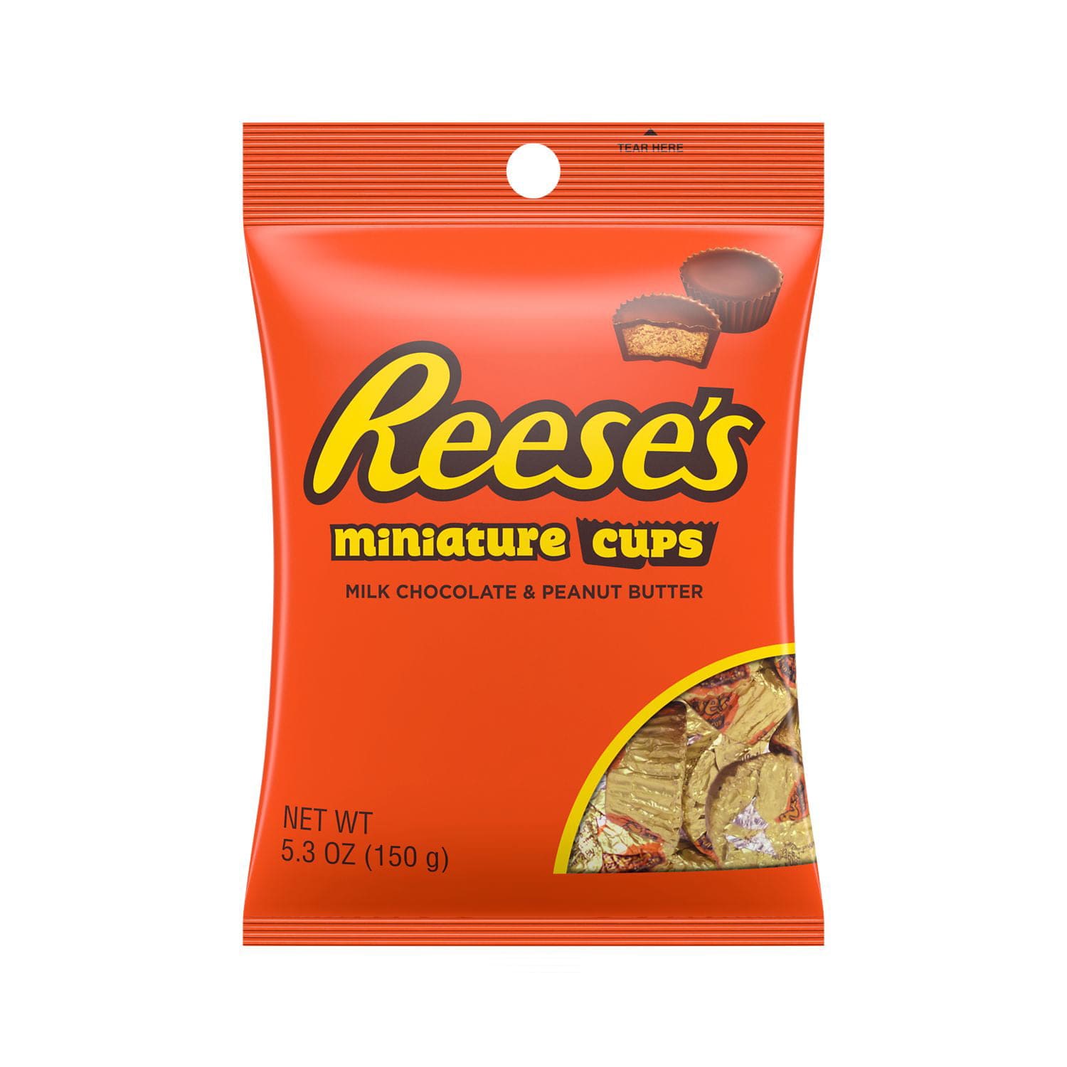 REESE'S Milk Chocolate Peanut Butter Cups Snack Size Candy, 124g