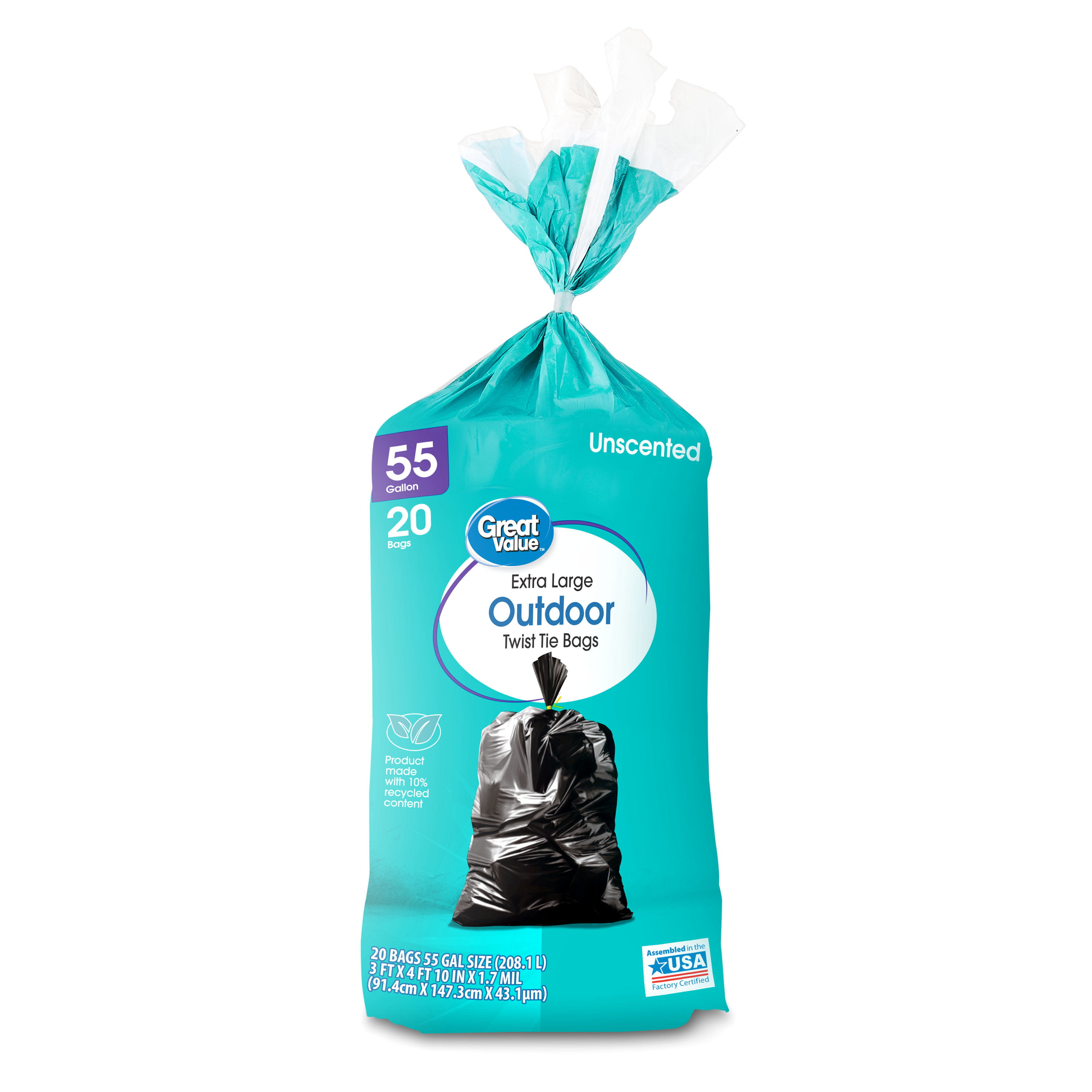 Husky Large Trash Bags, 30 Gallon, 80 Black Bags (Unscented, Tear