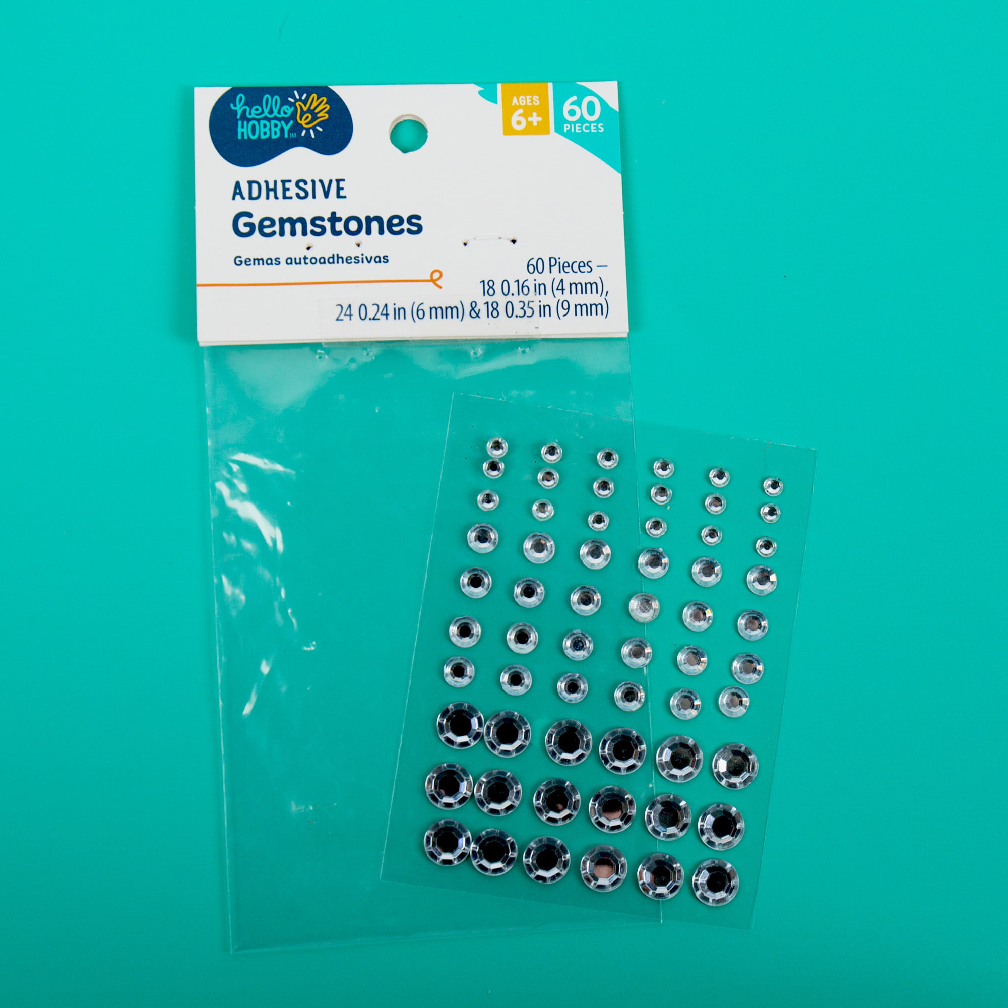 Hello Hobby Clear Adhesive Gemstones, 60 Pieces DroneUp Delivery