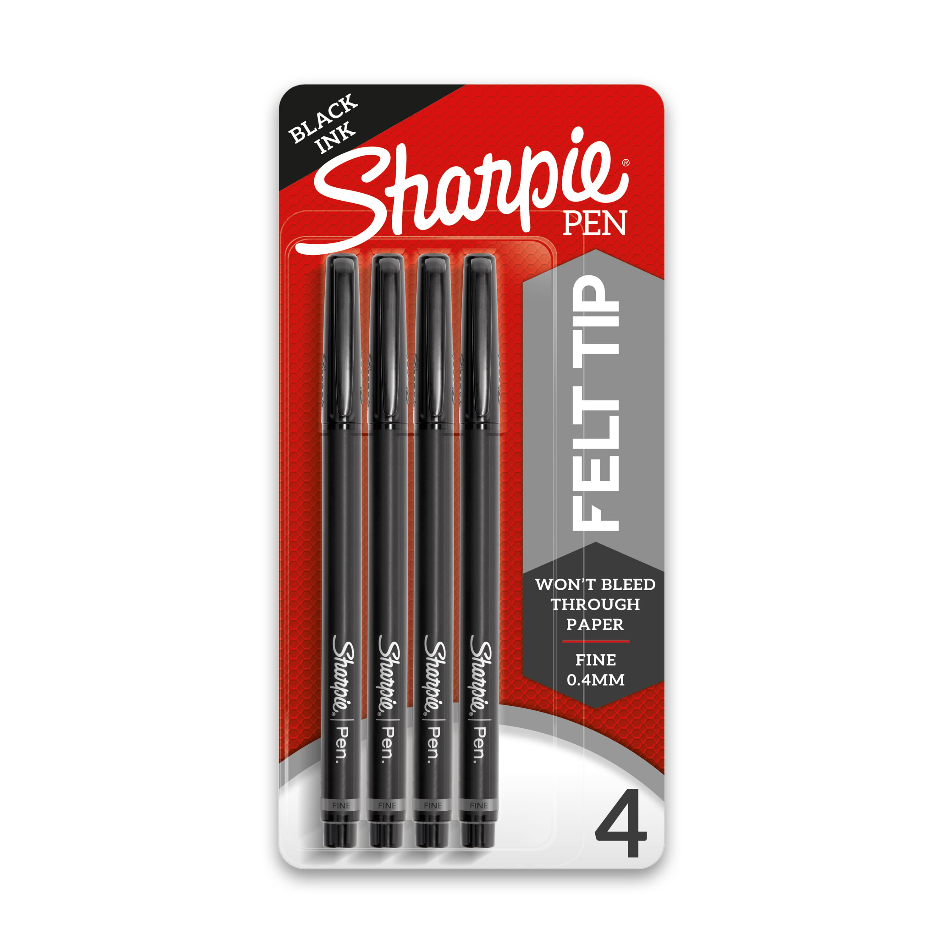 Sharpie Pens, Felt Tip Pens, Fine Point (0.4mm), Black, 4 Count - DroneUp  Delivery