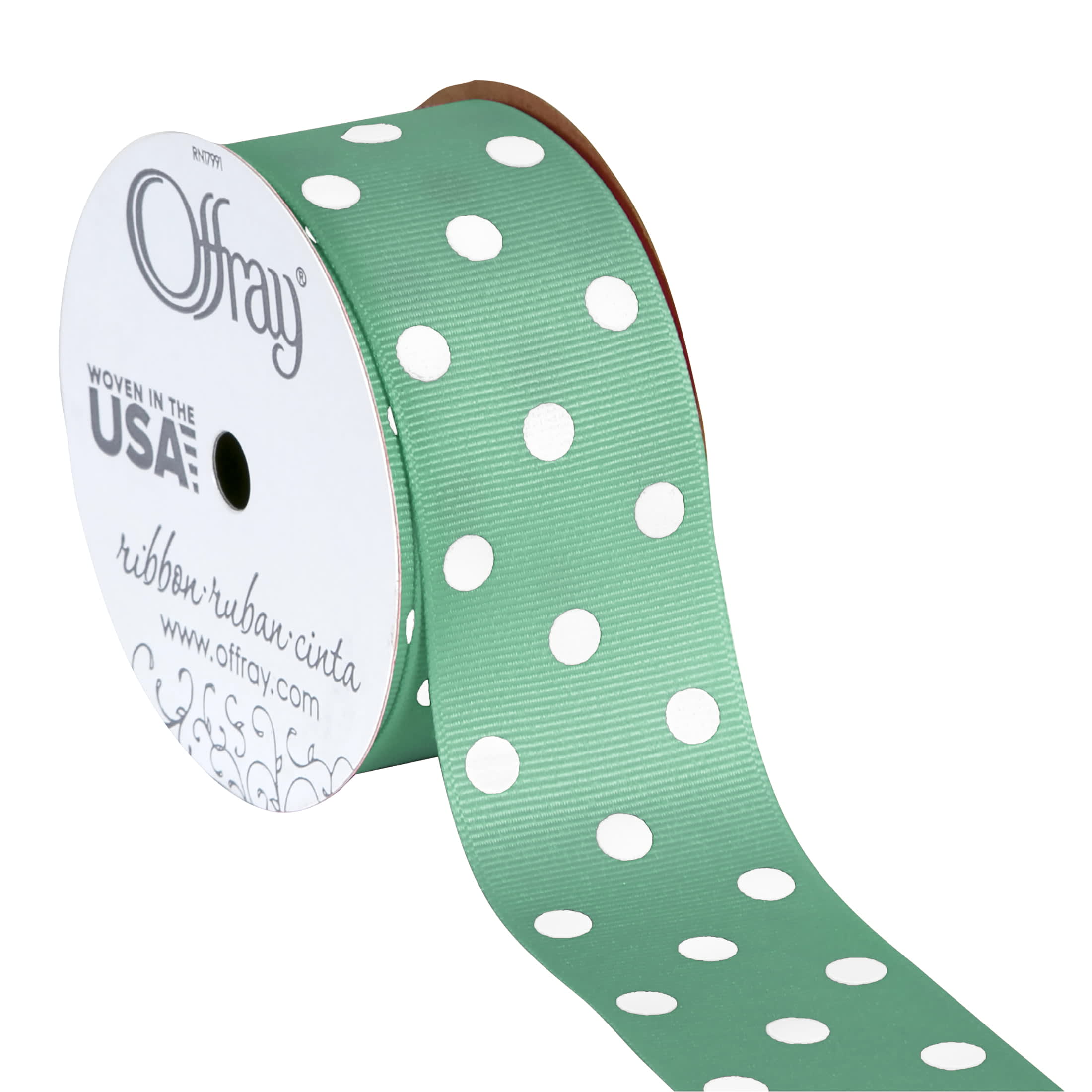 Offray Ribbon, Emerald Green 5/8 inch Grosgrain Polyester Ribbon, 18 feet 